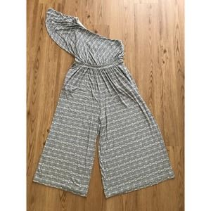 Anthropologie Maeve Jamie One Shoulder Cropped Wide Leg Jumpsuit - Size Extra Sm